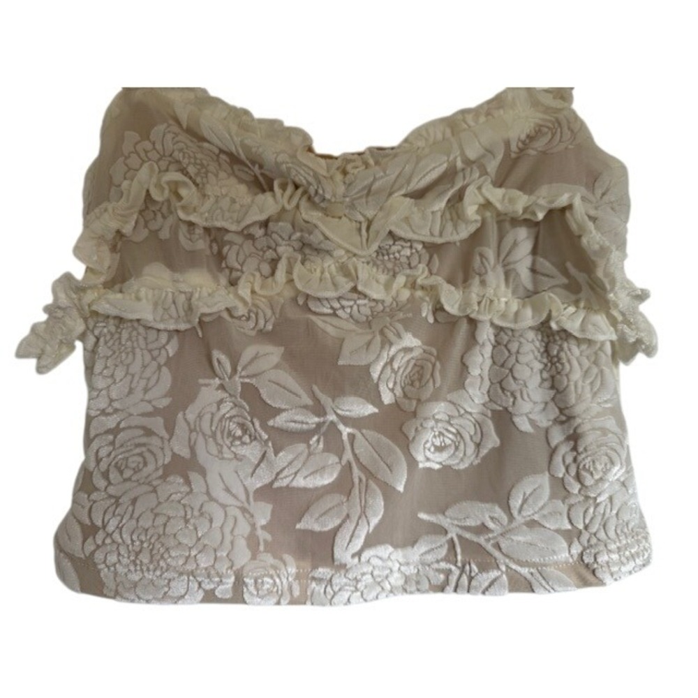 NWT Princess Polly Allise Frill Top Cream Lace Floral Ruffle Camisole Women US 6 - Picture 2 of 9